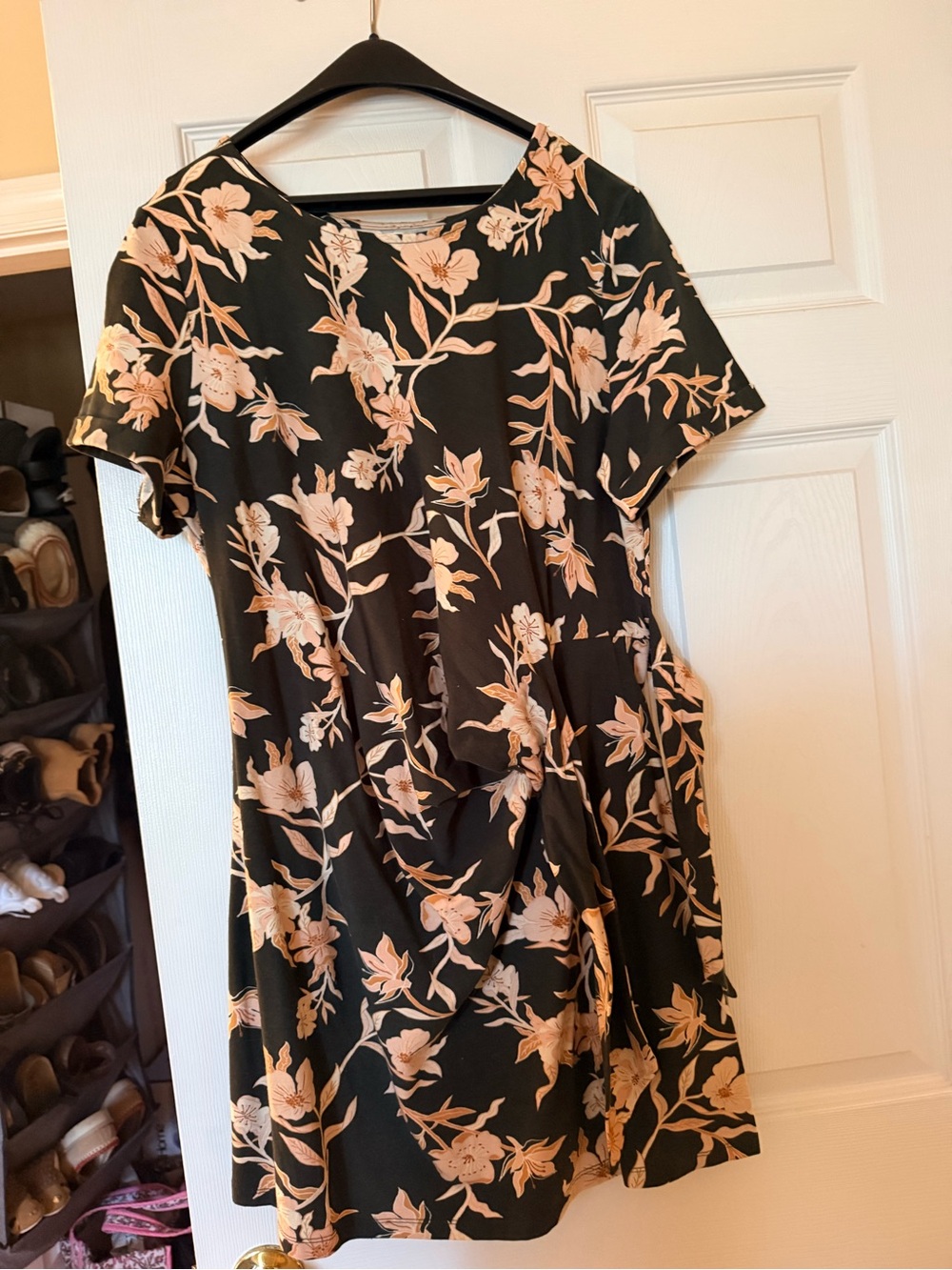 Maurices Black Mini Dress with Blush Floral Print